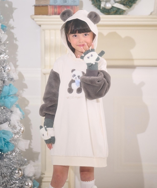 mezzo piano ワンピース 動物パーカ カットワンピース キッズ 子供服