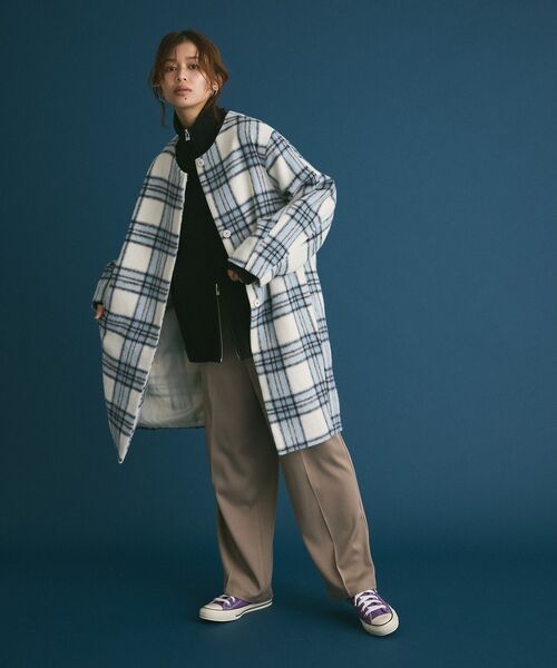 「Green Parks」 「chocol raffine robe」ノーカラーコート FREE ベージュ レディース_画像4