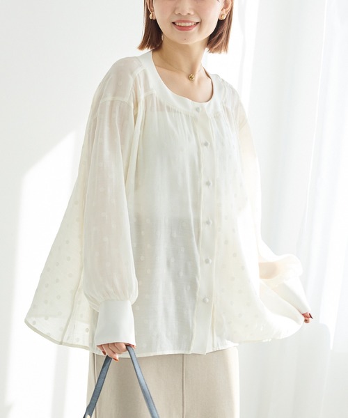 LAVEANGE（ラビアンジェ） ブラウス シャツ シアーフロッキードット