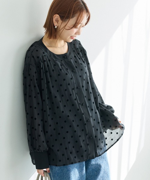LAVEANGE（ラビアンジェ） ブラウス シャツ シアーフロッキードット