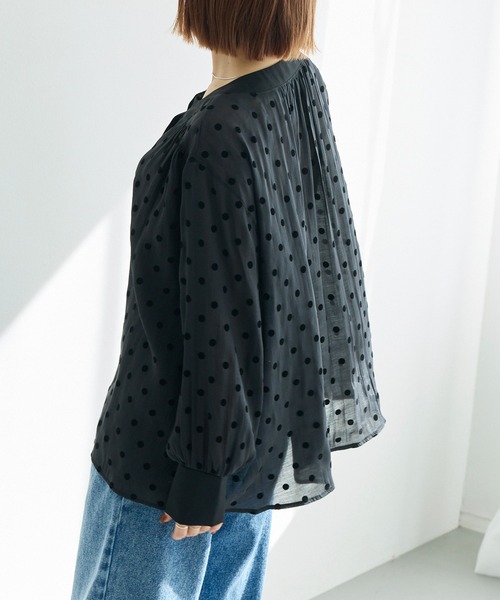LAVEANGE（ラビアンジェ） ブラウス シャツ シアーフロッキードット