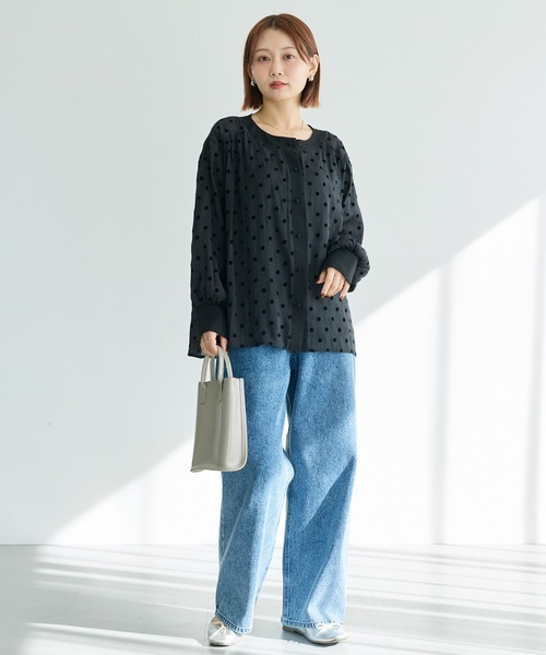 LAVEANGE（ラビアンジェ） ブラウス シャツ シアーフロッキードット