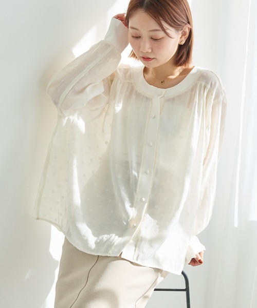 LAVEANGE（ラビアンジェ） ブラウス シャツ シアーフロッキードット