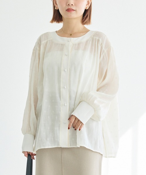 LAVEANGE（ラビアンジェ） ブラウス シャツ シアーフロッキードット