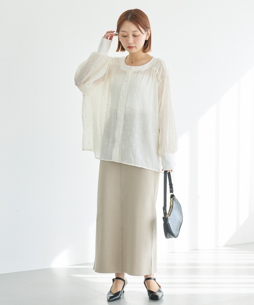 LAVEANGE（ラビアンジェ） ブラウス シャツ シアーフロッキードット