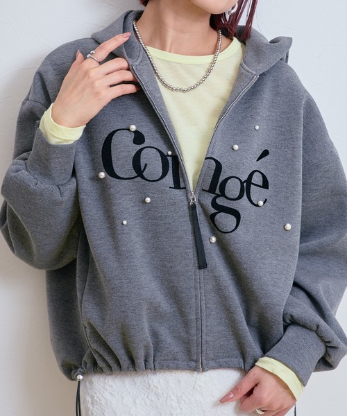 18SSパール付きジップパーカー パーカー ポニー刺繍 グラフィックジップパーカー メンズ レディース