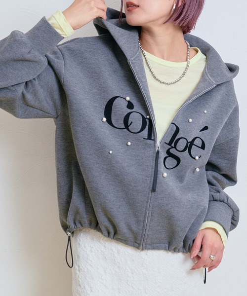 Libelice パーカー Lサイズ LHELBIE（レルビエ） パーカー パール+ロゴジップパーカー レディース