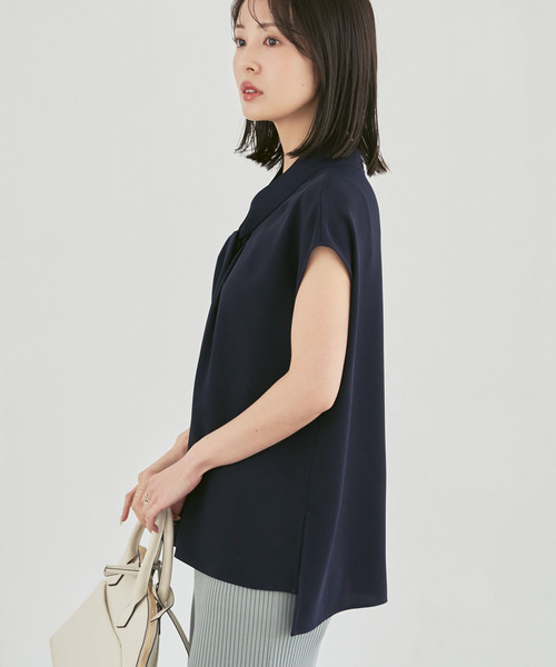 NOBLE（ノーブル） ブラウス シャツ ボウタイライクノースリブラウス