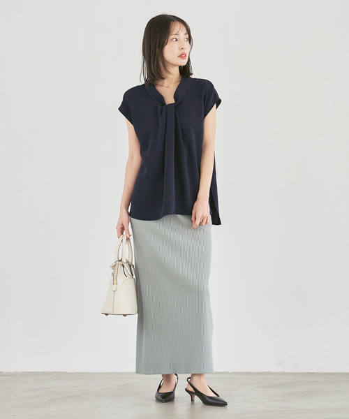 NOBLE（ノーブル） ブラウス シャツ ボウタイライクノースリブラウス