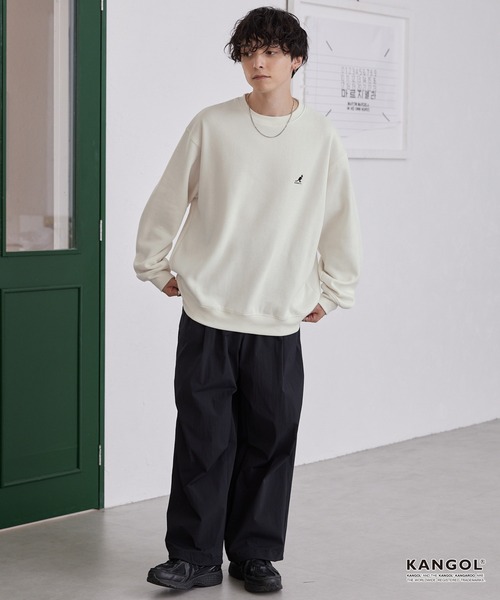 「KANGOL」 スウェットカットソー「mono-martコラボ」 M グレイッシュベージュ メンズ_画像3