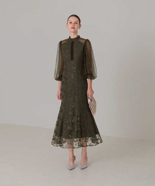 「Leja」 7分袖ワンピース MEDIUM ブラウン レディース_画像2