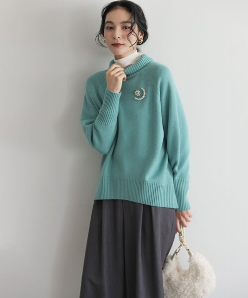 「組曲」 長袖ニット 7 ブラック レディース_画像4