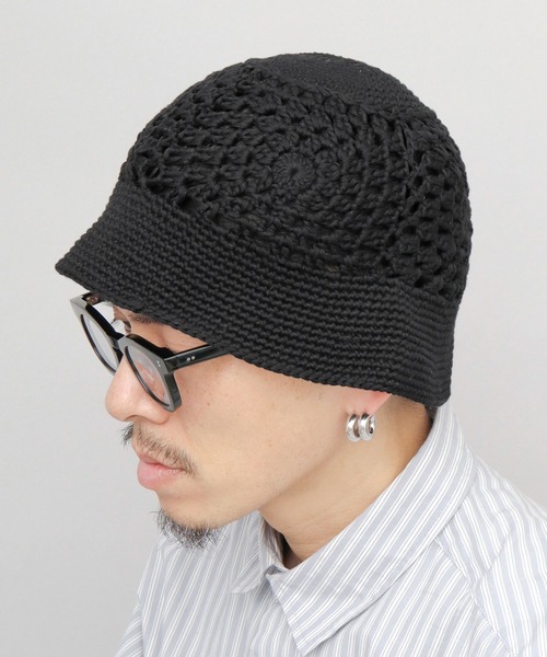 Basiquenti 帽子 ハット クロシェ編み コットンニットハット メンズ
