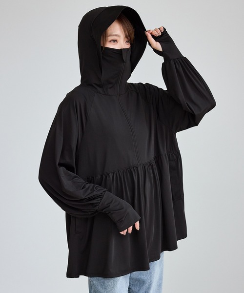 GALFY（ガルフィー） 刺繍ジップアップパーカー L グレー レディース