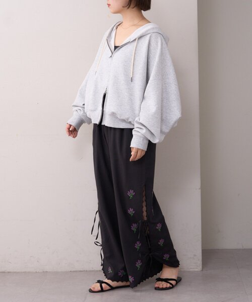 WILLOW ワイドパンツ パンツ 「willow」スカラップサイド刺繍パンツ