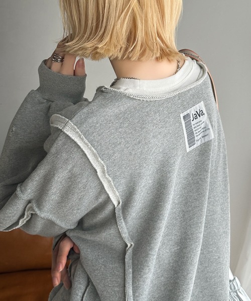 「Java」 スウェットカットソー LARGE ネイビー レディース_画像3