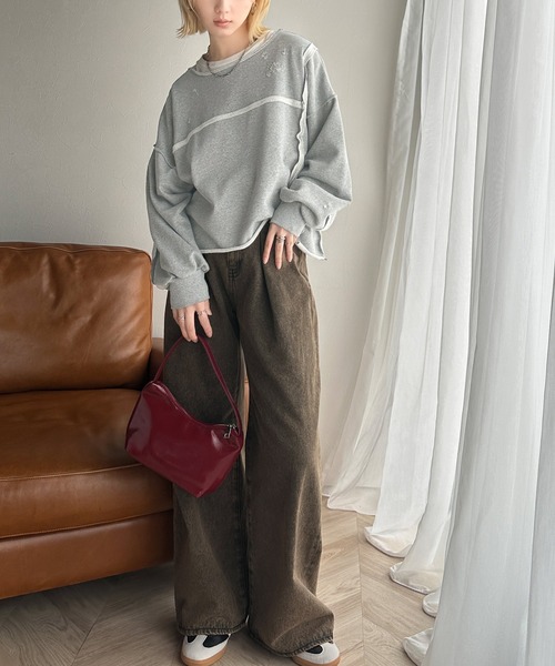 「Java」 スウェットカットソー LARGE ネイビー レディース_画像6