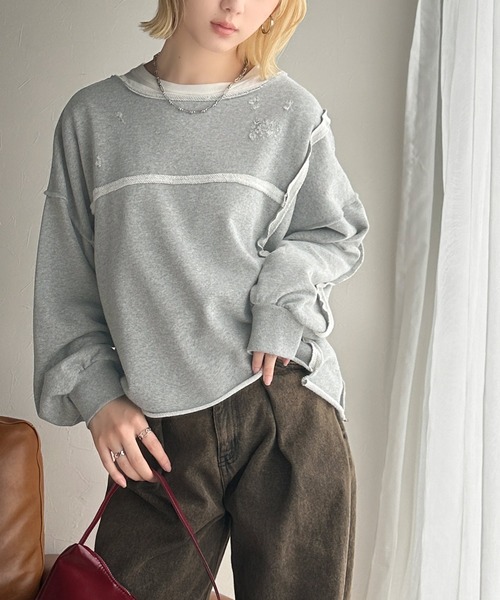 「Java」 スウェットカットソー LARGE ネイビー レディース_画像7