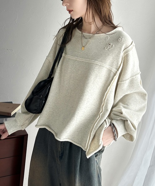 「Java」 スウェットカットソー LARGE ネイビー レディース_画像9