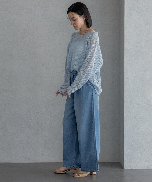 ジーンズ デニム デニムパンツ テンセルデニムパンツ レディースの画像