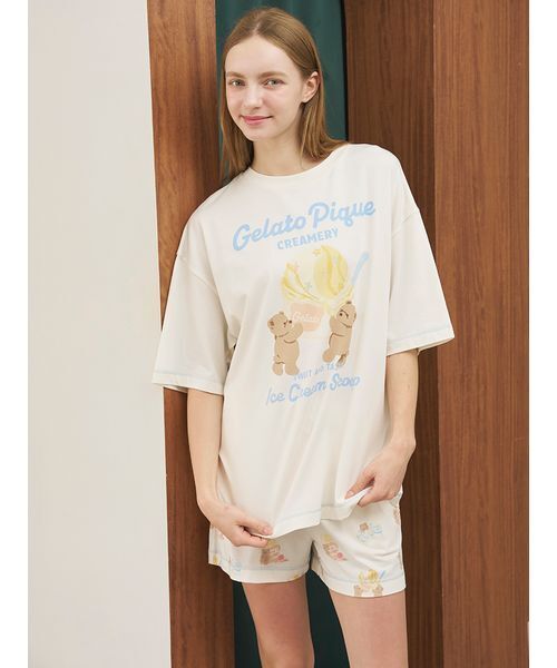 himi　eLLa　cotton pique T　ホワイト gelato pique（ジェラートピケ） パジャマ ルームウェア アイス