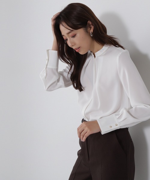 「NATURAL BEAUTY BASIC」 長袖ブラウス SMALL ブルー レディース_画像4
