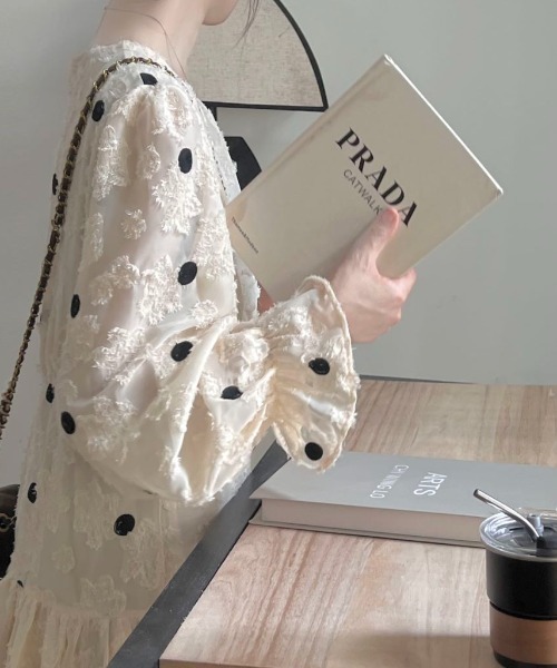 「ABITOKYO」 長袖ワンピース L ベージュ レディース_画像7