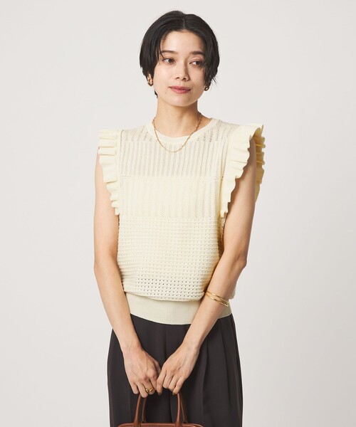 [新品·未使用·タグ付き]NOELA 　フリルスリーブニット 半袖トップス green label relaxing（グリーンレーベルリラクシング） ニット