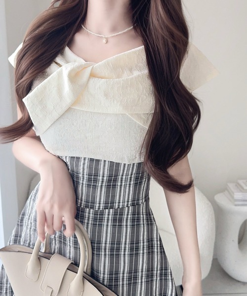 「mily bilet」 半袖ワンピース LARGE ベージュ レディース_画像6