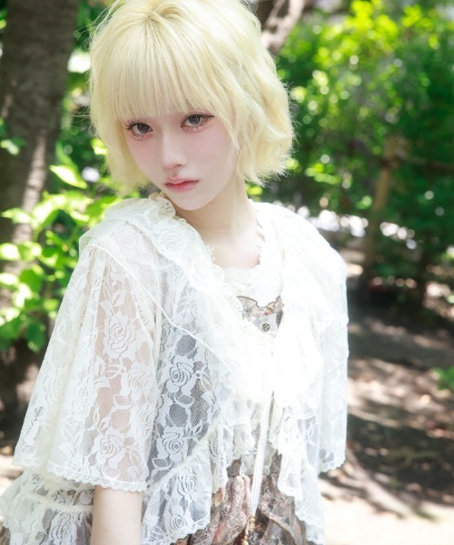 myu：loret（ミュウロレット） カーディガン 半袖 ローズレースボレロ
