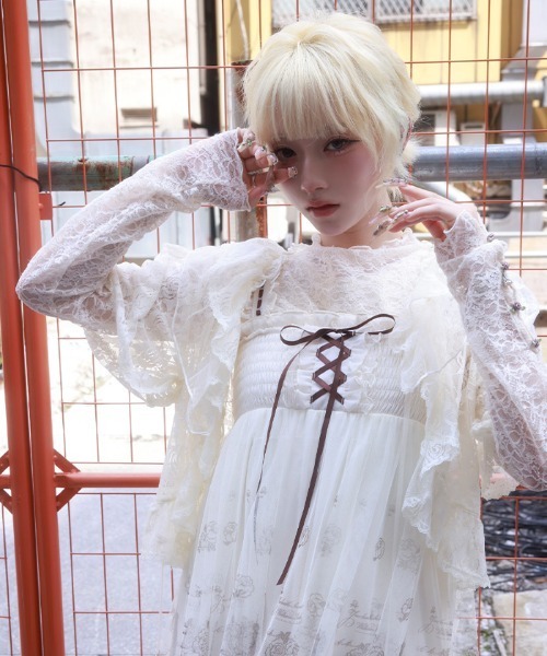 myu：loret（ミュウロレット） カーディガン 半袖 ローズレースボレロ