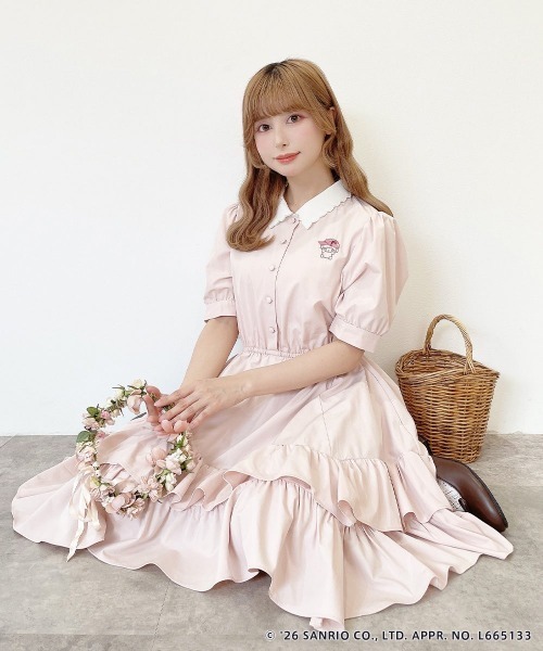 F i.n.t（フィント） ワンピース 半袖 ボリュームフリルヘムクレリック