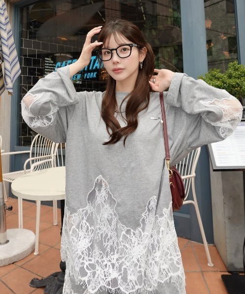 LACE DOCKING LONG TEE　JOSE MOON 　ホワイト JOSE MOON（ジョゼムーン） tシャツ LACE DOCKING LONG TEE/レース