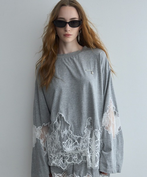 【新品タグ付き】josemoon レースドッキング ロングTシャツ　ジョゼムーン JOSE MOON（ジョゼムーン） tシャツ LACE DOCKING LONG TEE/レース