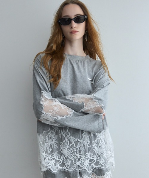 JOSE MOON（ジョゼムーン） tシャツ LACE DOCKING LONG TEE/レース