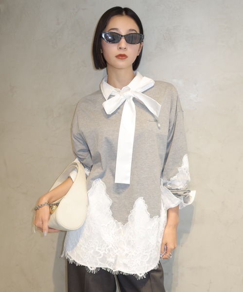JOSE MOON（ジョゼムーン） tシャツ LACE DOCKING LONG TEE/レース