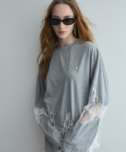 JOSE MOON（ジョゼムーン） tシャツ LACE DOCKING LONG TEE/レース