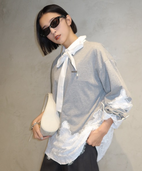 JOSE MOON（ジョゼムーン） tシャツ LACE DOCKING LONG TEE/レース