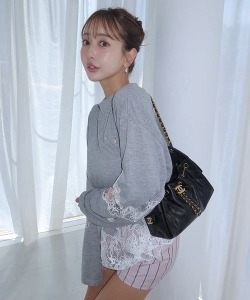 JOSE MOON（ジョゼムーン） tシャツ LACE DOCKING LONG TEE/レース