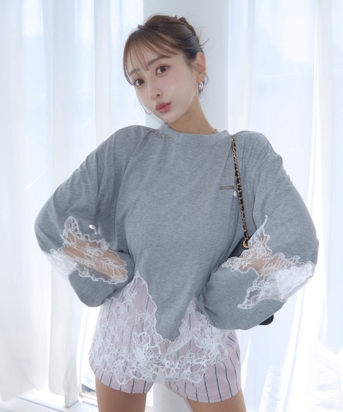 JOSE MOON（ジョゼムーン） tシャツ LACE DOCKING LONG TEE/レース