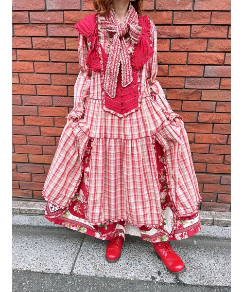 最終値下げ　ピンクハウス　ピンク系チェックブラウス PINK HOUSE（ピンクハウス） ブラウス シャツ リボンタイ付き