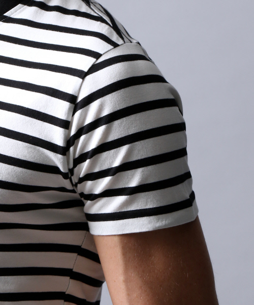 5351 POUR LES HOMMES tシャツ フラージュ天竺ボーダーヘンリー