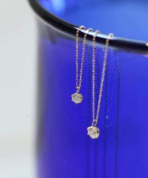 ネックレス 一粒ダイヤモンドの18金ネックレス「0.1ct」 レディースの画像