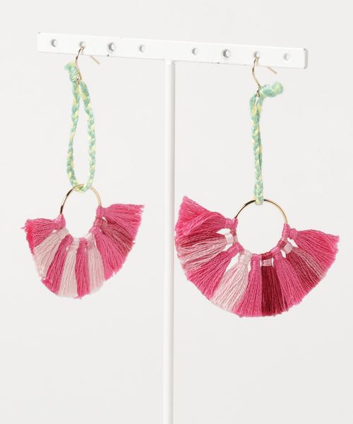 ピアス 「Lumore」「k14gf」カラフルタッセルの扇ピアス-carnival- レディース