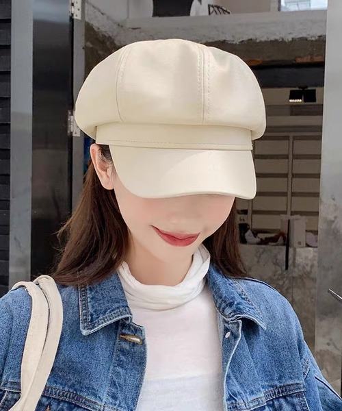 帽子 キャスケット 21新作モデル レザー調