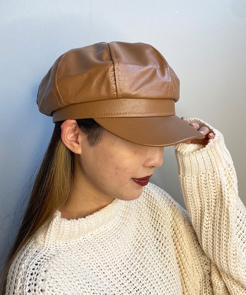 帽子 キャスケット 21新作モデル レザー調