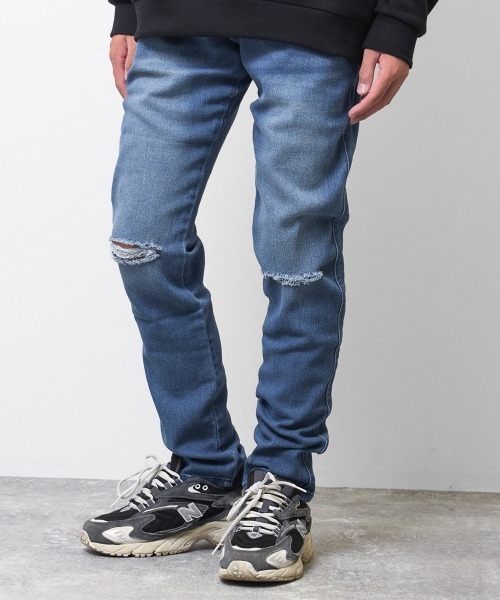 休日限定 パンツ デニム ジーンズ デニムクラッシュ加工スリムストレートパンツ1 980円 Whitesforracialequity Org