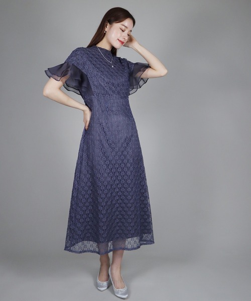J by blue ドレス ジオメトリックチェーンレースドレス