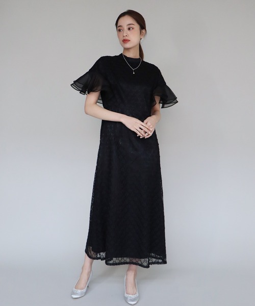 J by blue ドレス ジオメトリックチェーンレースドレス