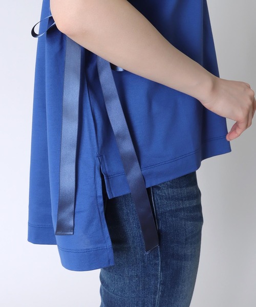 tシャツ L3 RIBBON T-SHIRT レディース me+em select tシャツ 「 3color 」フリルリボンモチーフスリム